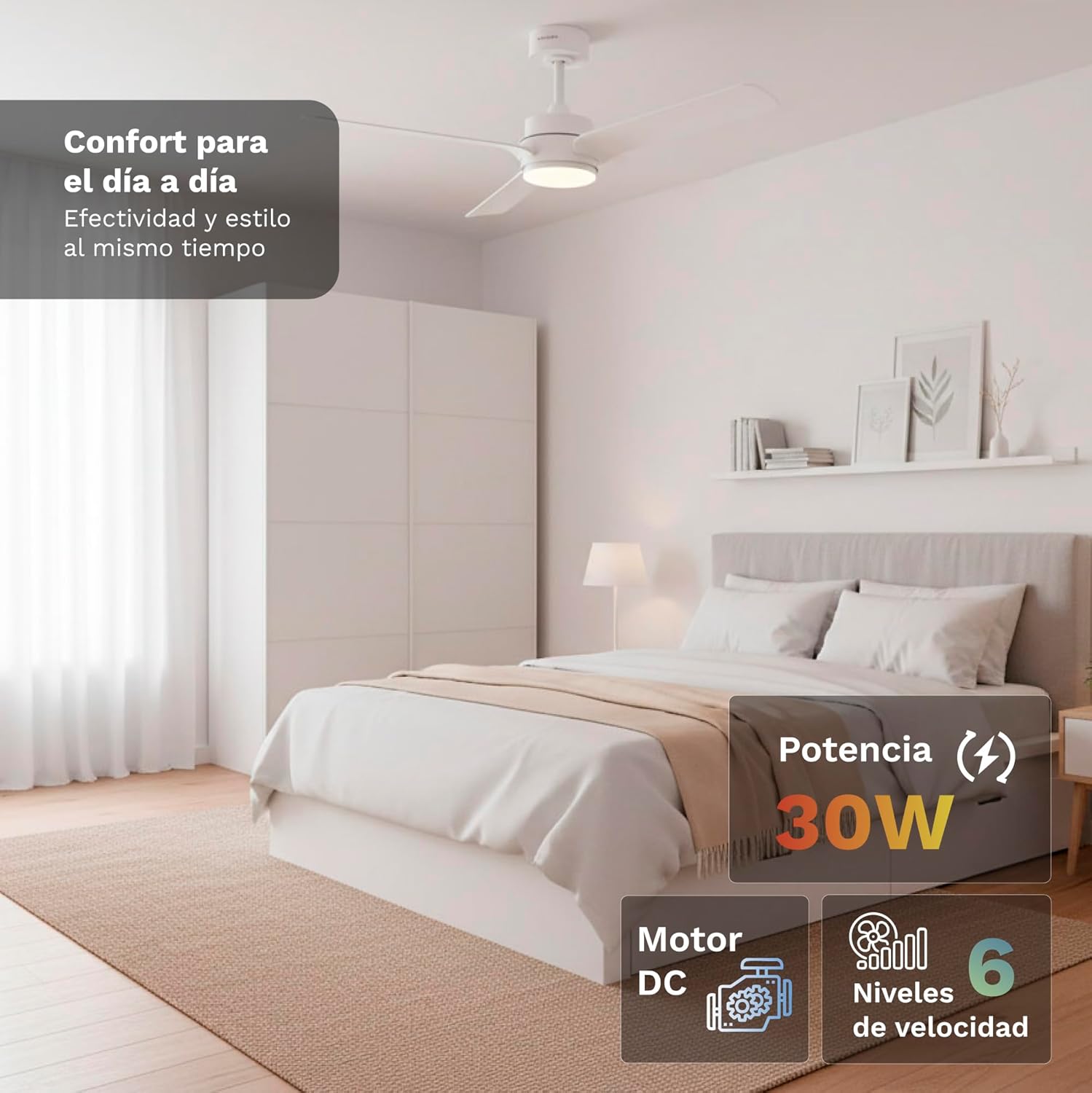 Ventilador de Teto Grunkel SKYEASY47/ 30W/ 3 Pás 119cm/ 6 Velocidades - Imagem 3