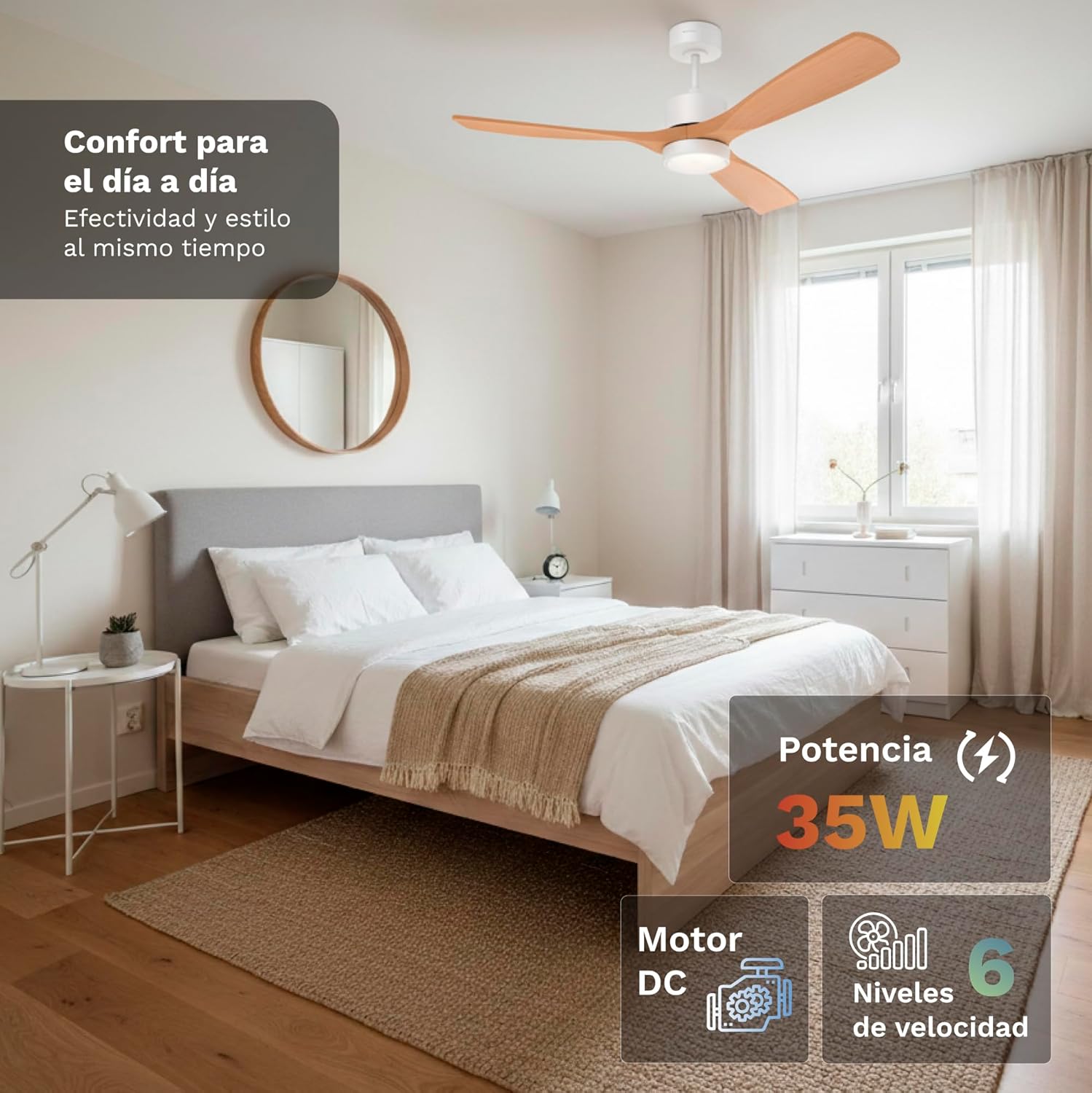 Ventilador de Teto Grunkel SKYSTYLE52/ 35W/ 3 Pás 132cm/ 6 Velocidades - Imagem 3