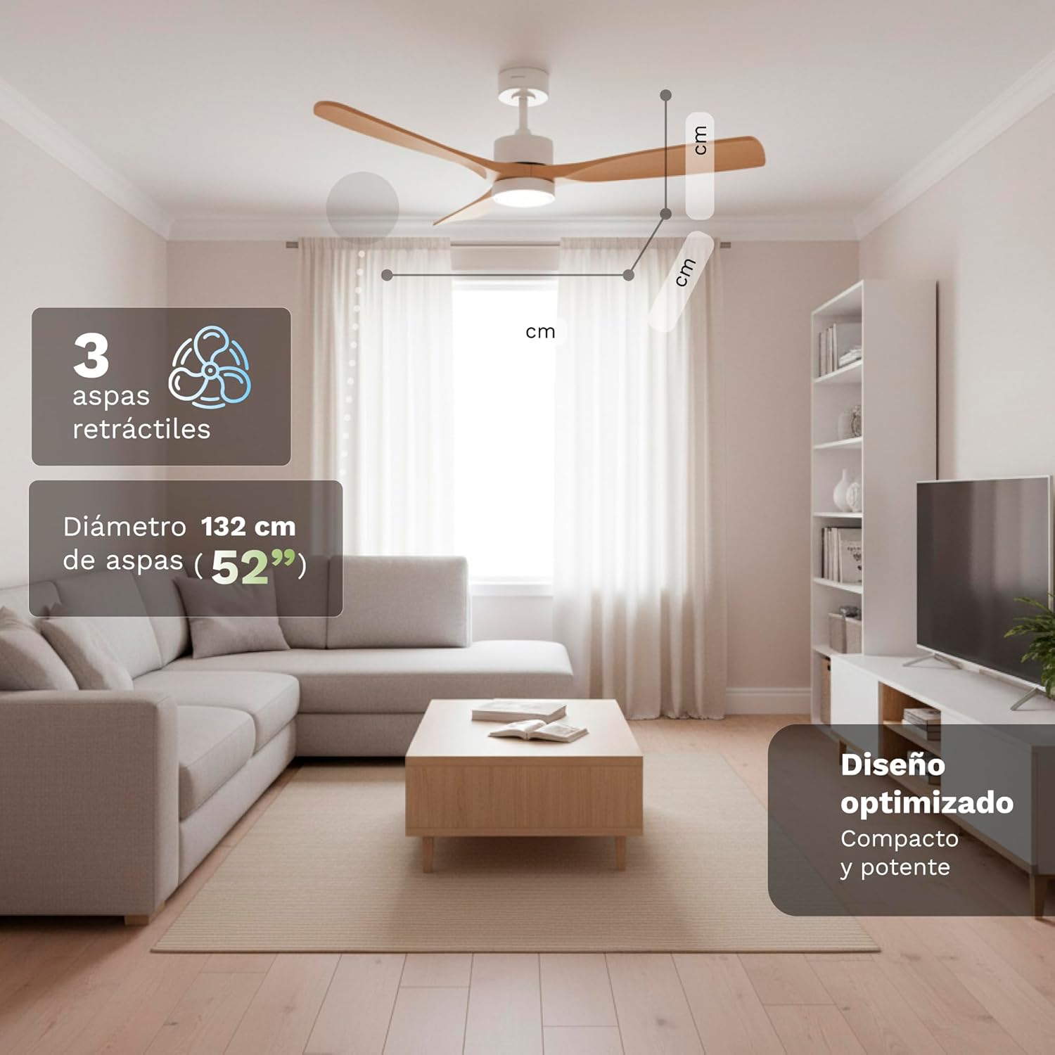 Ventilador de Teto Grunkel SKYSTYLE52/ 35W/ 3 Pás 132cm/ 6 Velocidades - Imagem 2
