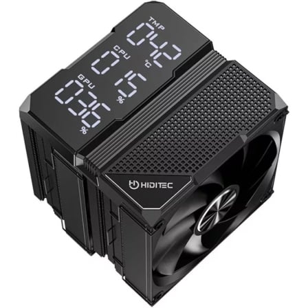 Dissipador de CPU HIDITEC DC40 Pro 12cm 6 Heatpipes com Ecrã Digital RGB e 2 Ventoinhas - Imagem 4