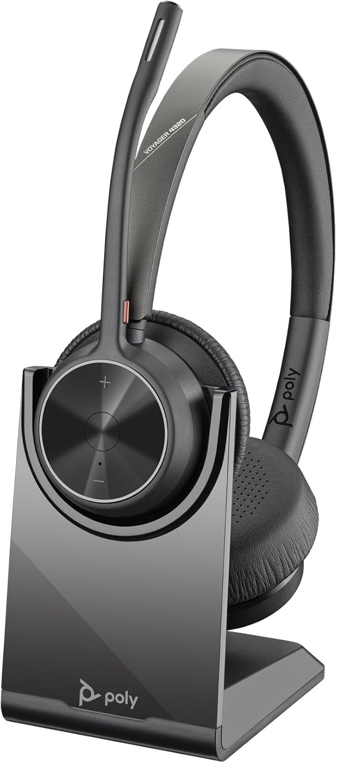 Auriculares Sem Fios Poly Voyager 4320 UC + Adaptador BT700 + Base de Carregamento/ com Microfone/ Bluetooth/ Pretos - Imagem 4
