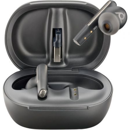 Auriculares Bluetooth Poly Voyager Free 60+ UC M com estojo de carregamento + Adaptador BT700/ Autonomia 10h/ Pretos - Imagem 2