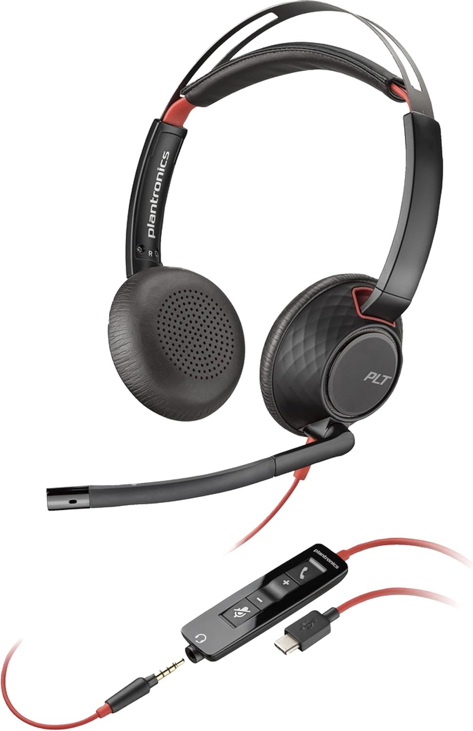 Auriculares Poly Blackwire 5220 USB-C + 3.5 mm + Adaptador USB-C/A/ com Microfone/ Jack 3.5 - USB Tipo-C/ Bulk/ Pretos