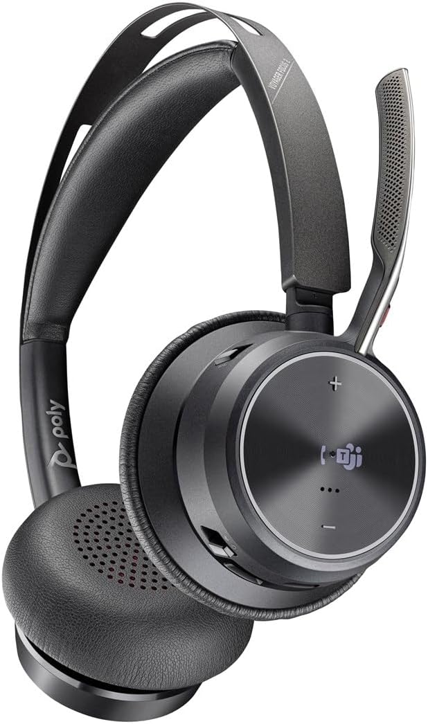 Auscultadores Sem Fios Poly Voyager Focus 2 para Microsoft Teams + Adaptador USB-C-A + Suporte de Carregamento/ com Microfone/ Bluetooth/ Preto - Imagem 2