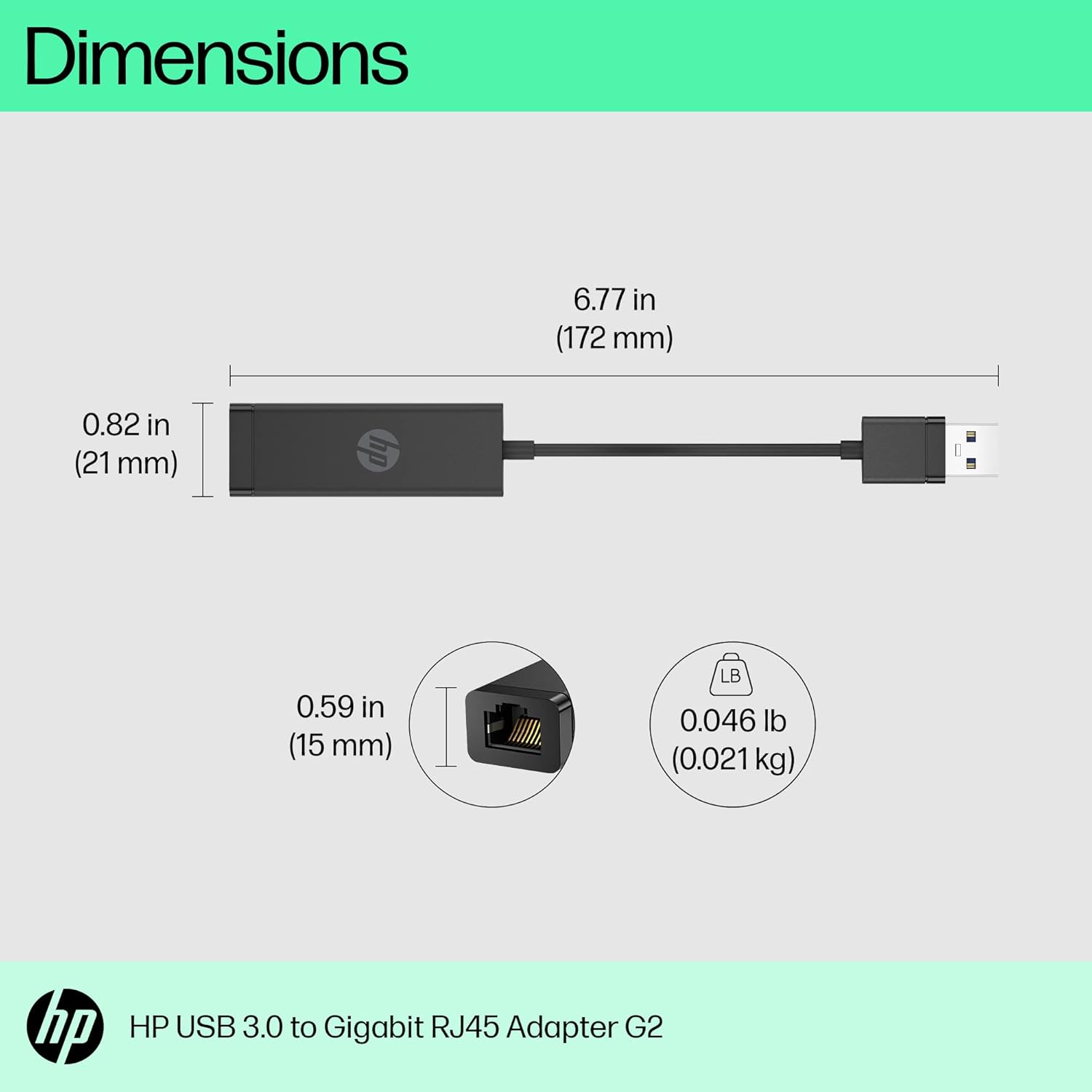 Adaptador USB 3.0 - RJ45 HP 4Z7Z7AA/ 1000Mbps - Imagem 3