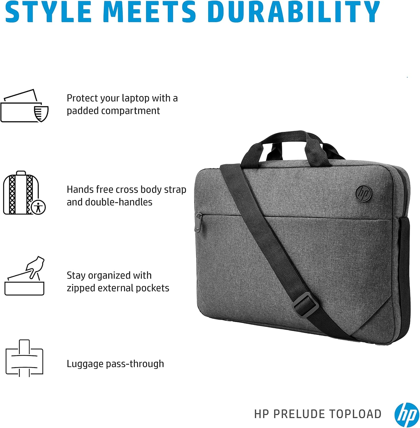 Mala HP Prelude para Portáteis até 15.6"/ Cinza Formato OEM - Imagem 2