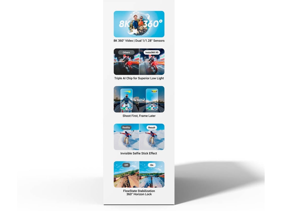 Câmara Digital Desportiva Insta360 X5 Kit Essencial/ 8K/ Ângulo de visão 360º/ Preto - Imagem 9