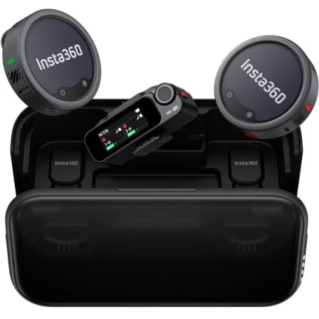 Microfone Sem Fios Insta360 Mic Pro (2 TX + 1 RX) Cancelamento Ruído IA Ecrã E-Ink USB-C 48kHz - Imagem 2