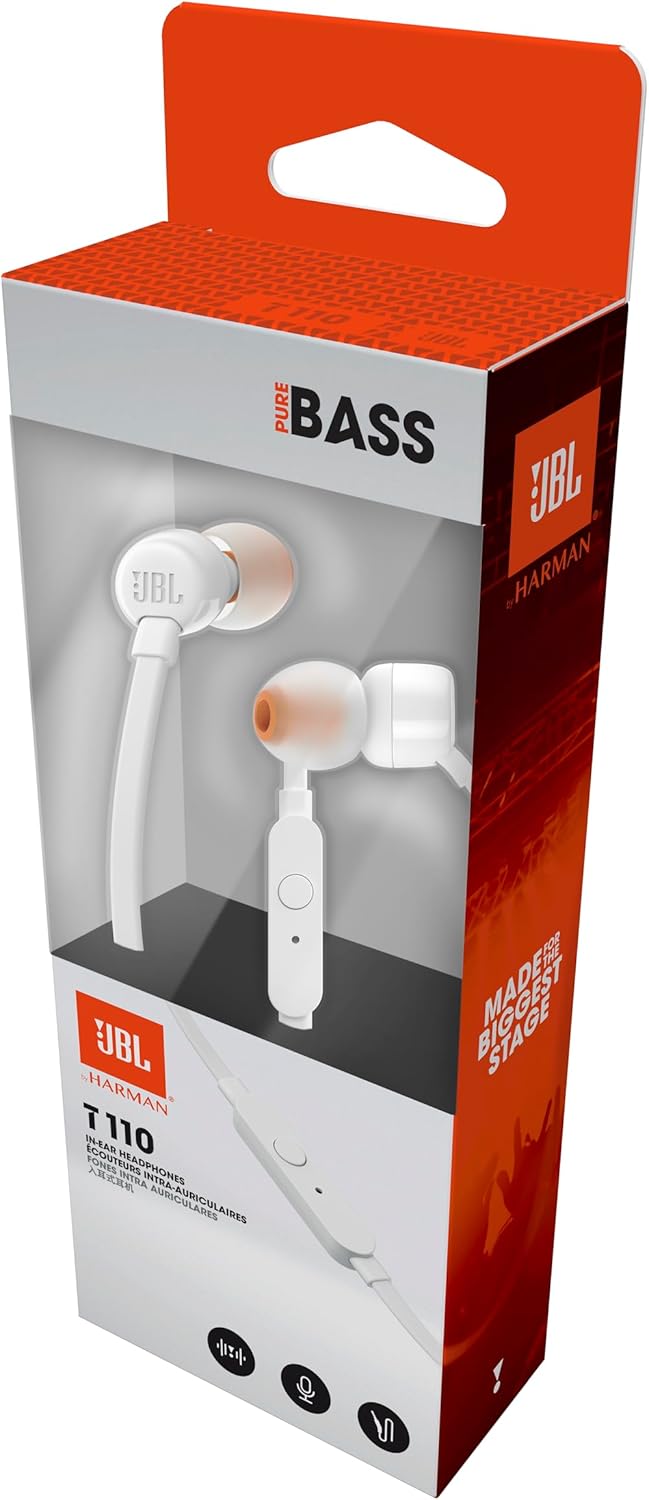 Auscultadores Intra-auriculares JBL Tune 110/ com Microfone/ Jack 3.5/ Brancos - Imagem 8