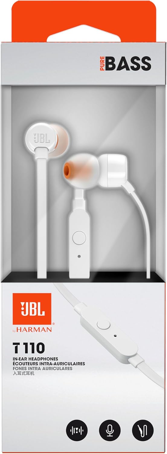 Auscultadores Intra-auriculares JBL Tune 110/ com Microfone/ Jack 3.5/ Brancos - Imagem 7