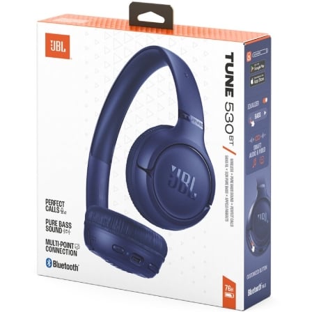 Auriculares Bluetooth JBL Tune 530BT com Microfone Pure Bass Autonomia 76h Drivers 33mm Azuis - Imagem 5