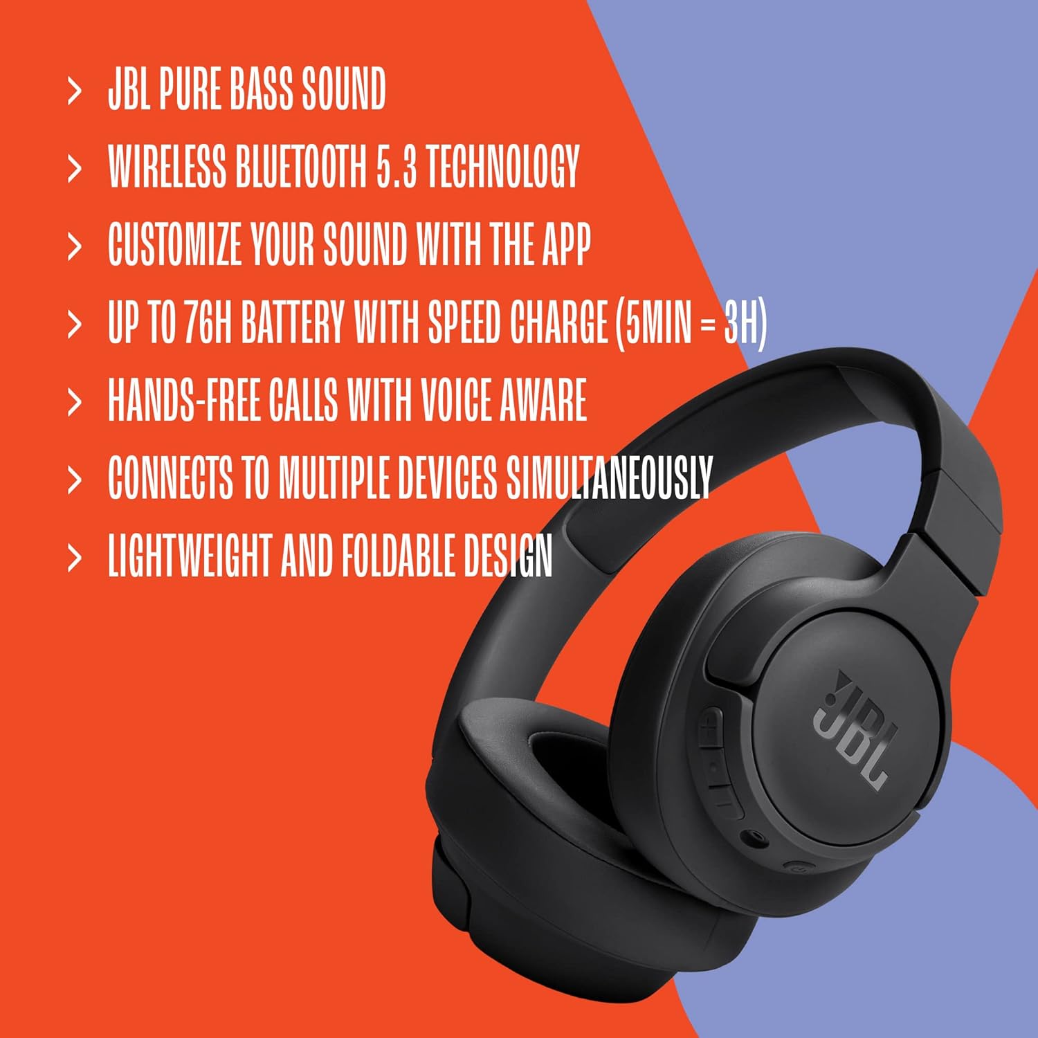 Auscultadores Sem Fios JBL Tune 720BT/ com Microfone/ Bluetooth/ Pretos - Imagem 10