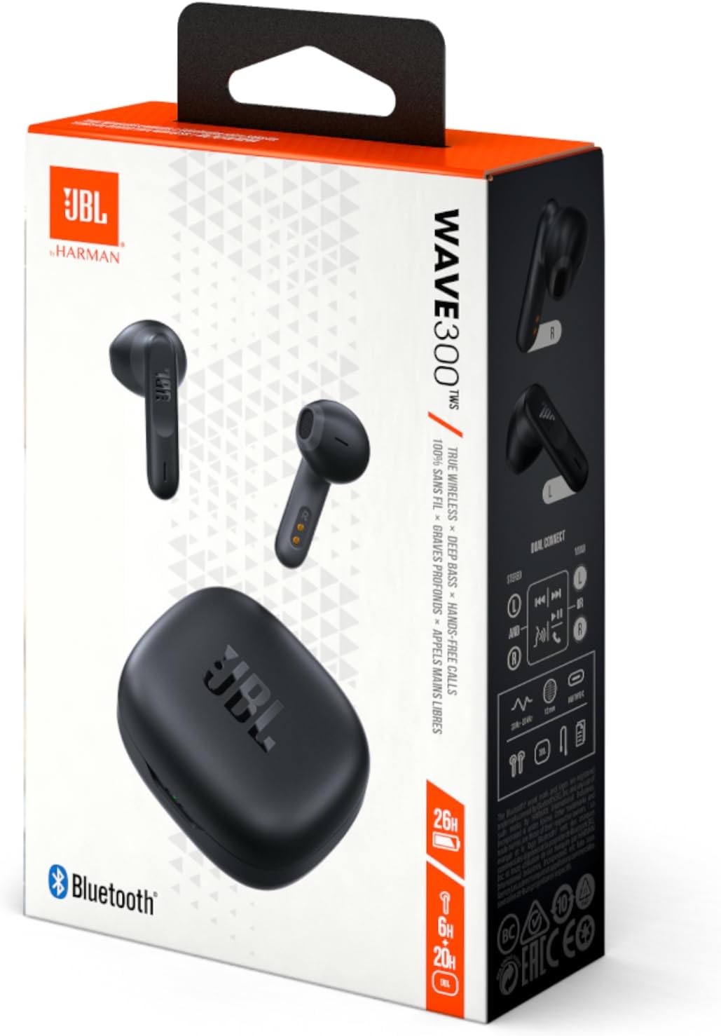 Auscultadores Bluetooth JBL Wave 300TWS com caixa de carregamento/ Autonomia 6h/ Pretos - Imagem 6