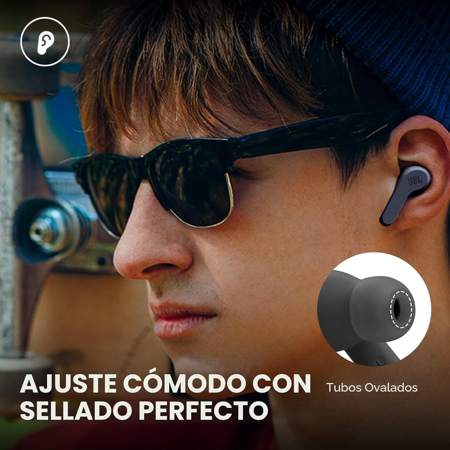 Auriculares Bluetooth JBL Wave Beam com estojo de carregamento/ Autonomia 8h/ Pretos - Imagem 8