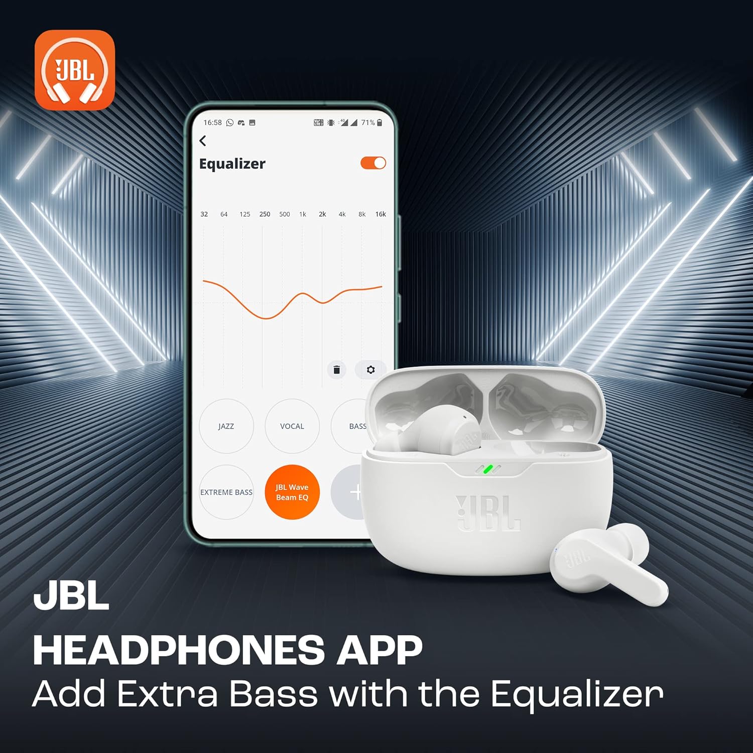 Auscultadores Bluetooth JBL Wave Beam com estojo de carregamento/ Autonomia 8h/ Branco - Imagem 2