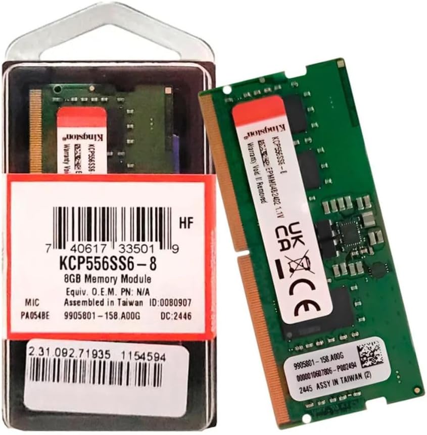 Memória RAM Kingston ValueRAM 8GB/ DDR5/ 5600MHz/ 1.1V/ CL46/ SODIMM