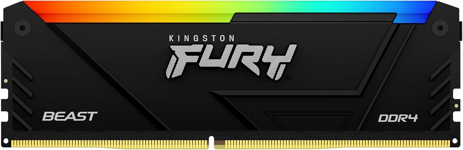 Memória RAM Kingston FURY Beast RGB 16GB/ DDR4/ 3200MHz/ 1.35V/ CL16/ DIMM