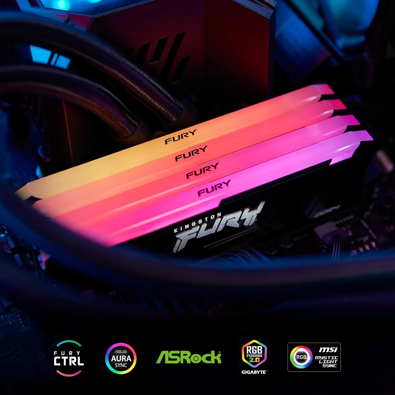 Memória RAM Kingston FURY Beast RGB 8GB/ DDR4/ 3200MHz/ 1.35V/ CL16/ DIMM - Imagem 3