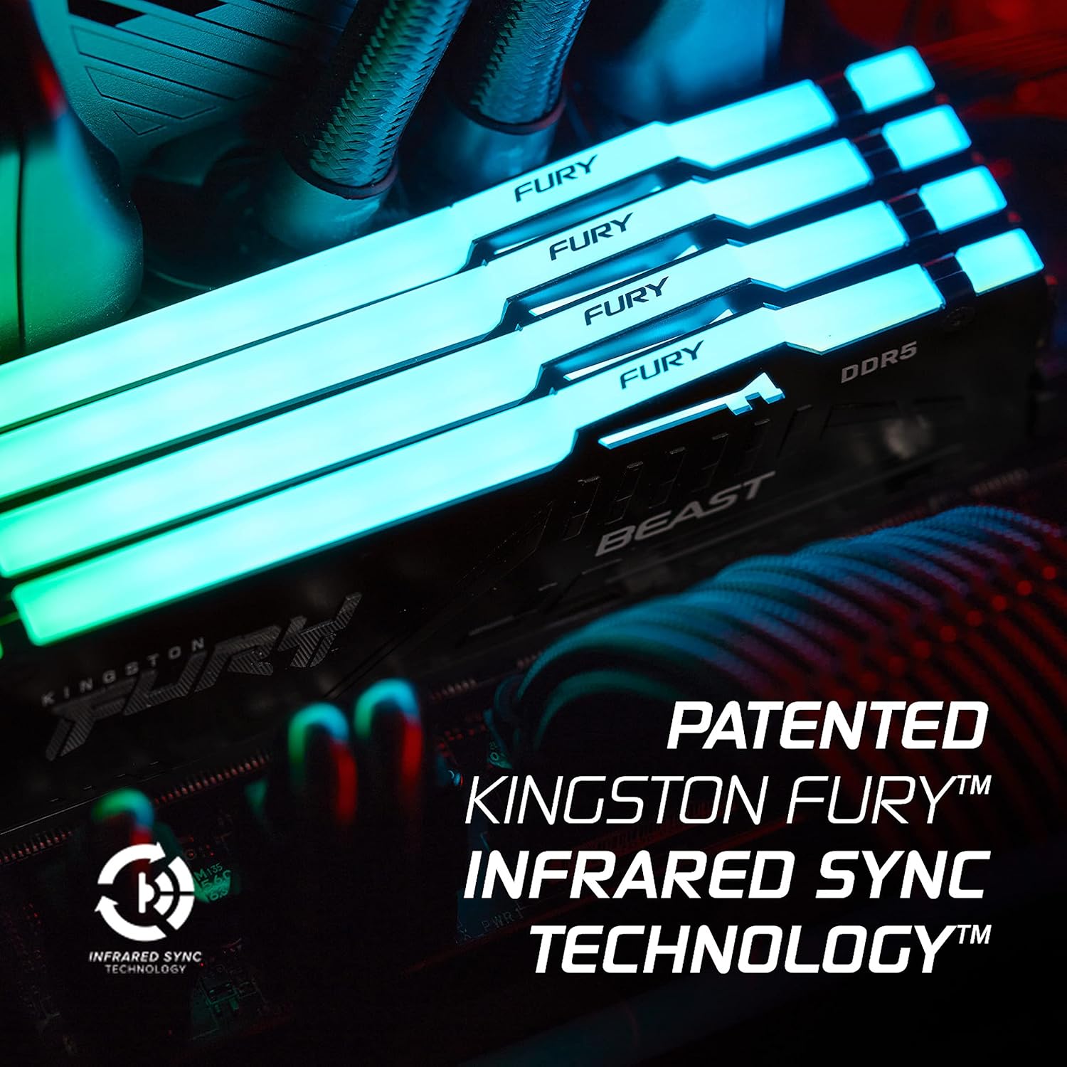 Memória RAM Kingston FURY Beast RGB 2 x 16GB/ DDR5/ 5600MHz/ 1.25V/ CL36/ DIMM - Imagem 3