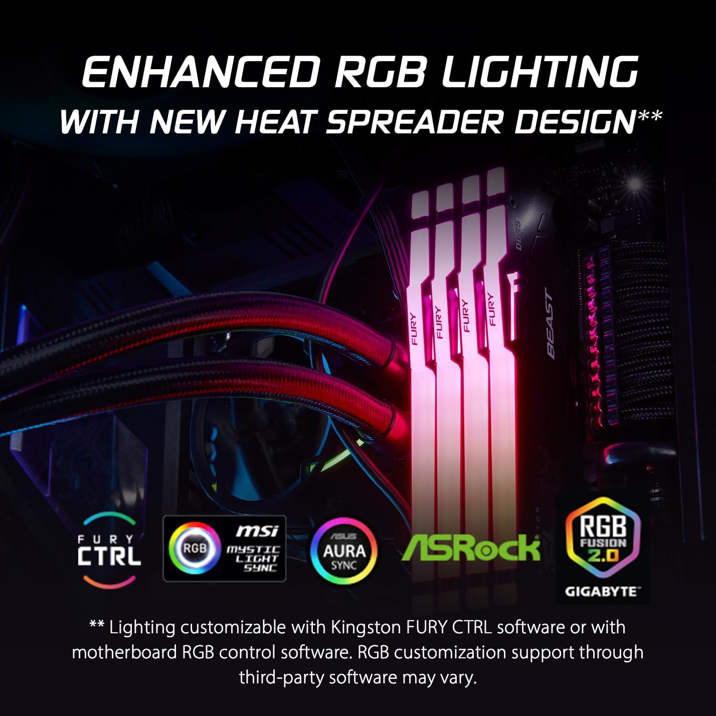 Memória RAM Kingston FURY Beast RGB 16GB/ DDR5/ 6000MHz/ 1.4V/ CL30/ DIMM - Imagem 5