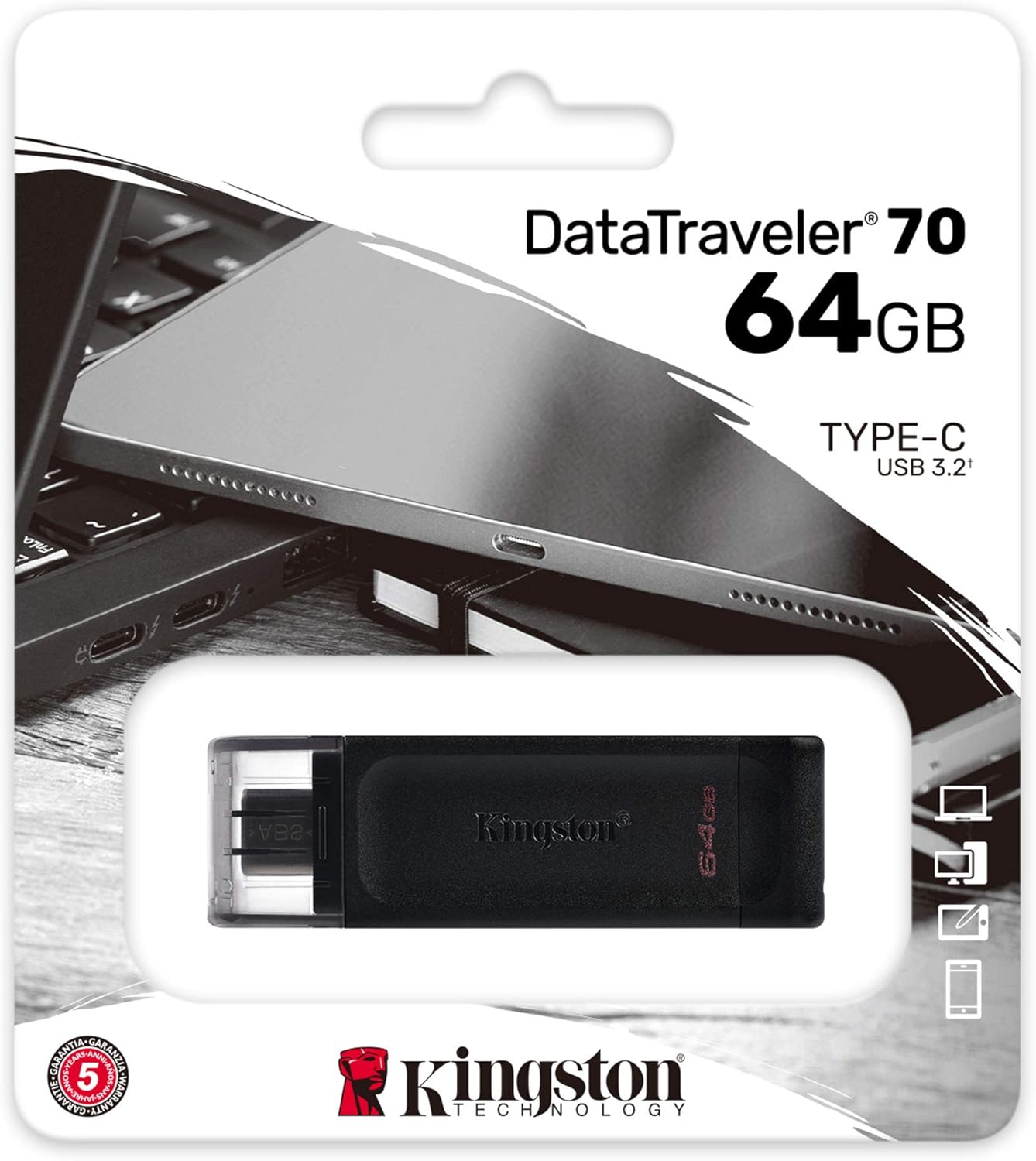 Pendrive 64GB Kingston DataTraveler 70 USB Tipo-C - Imagem 7