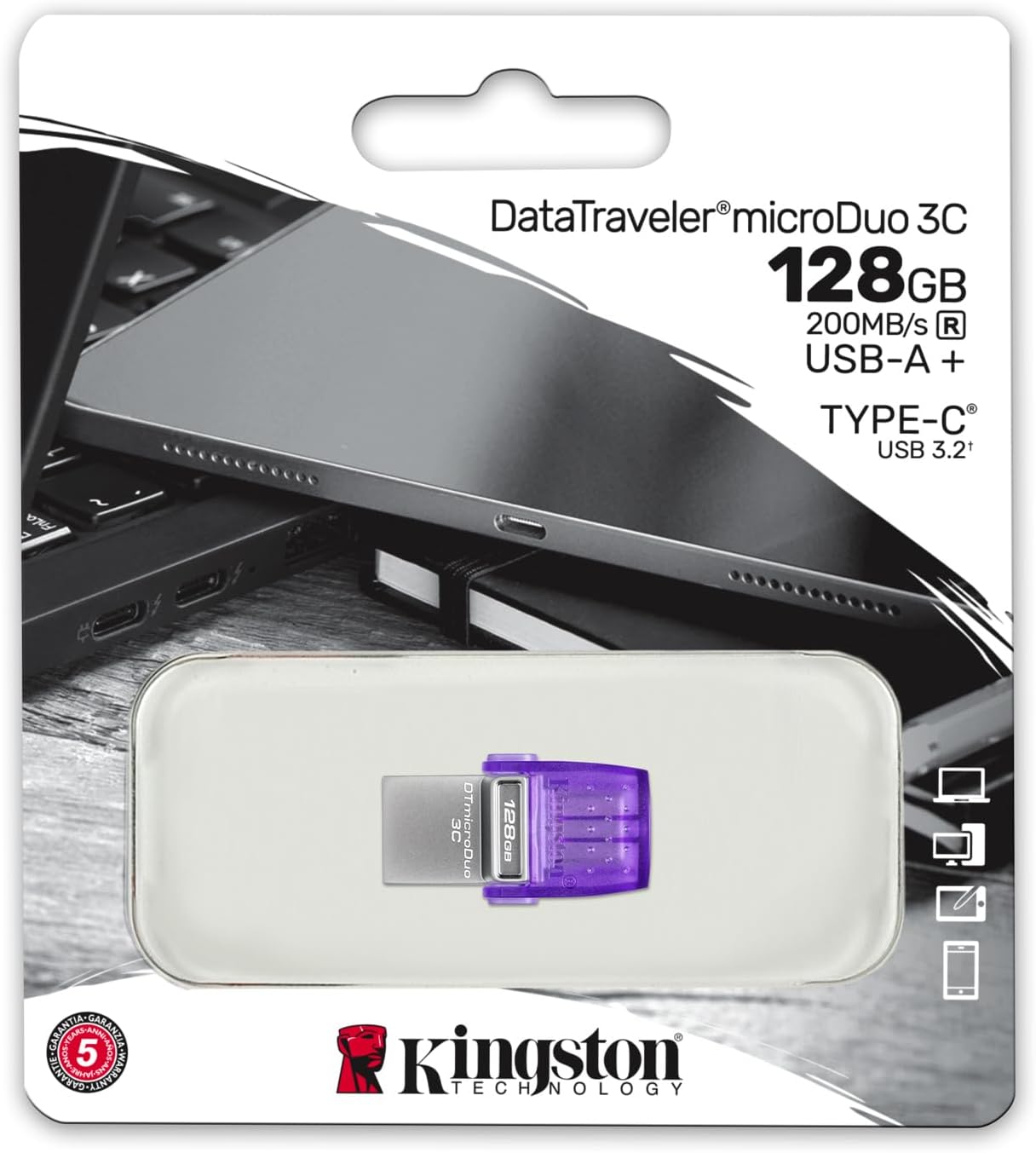 Pendrive 128GB Kingston DataTraveler microDuo 3C USB 3.2 - Imagem 5