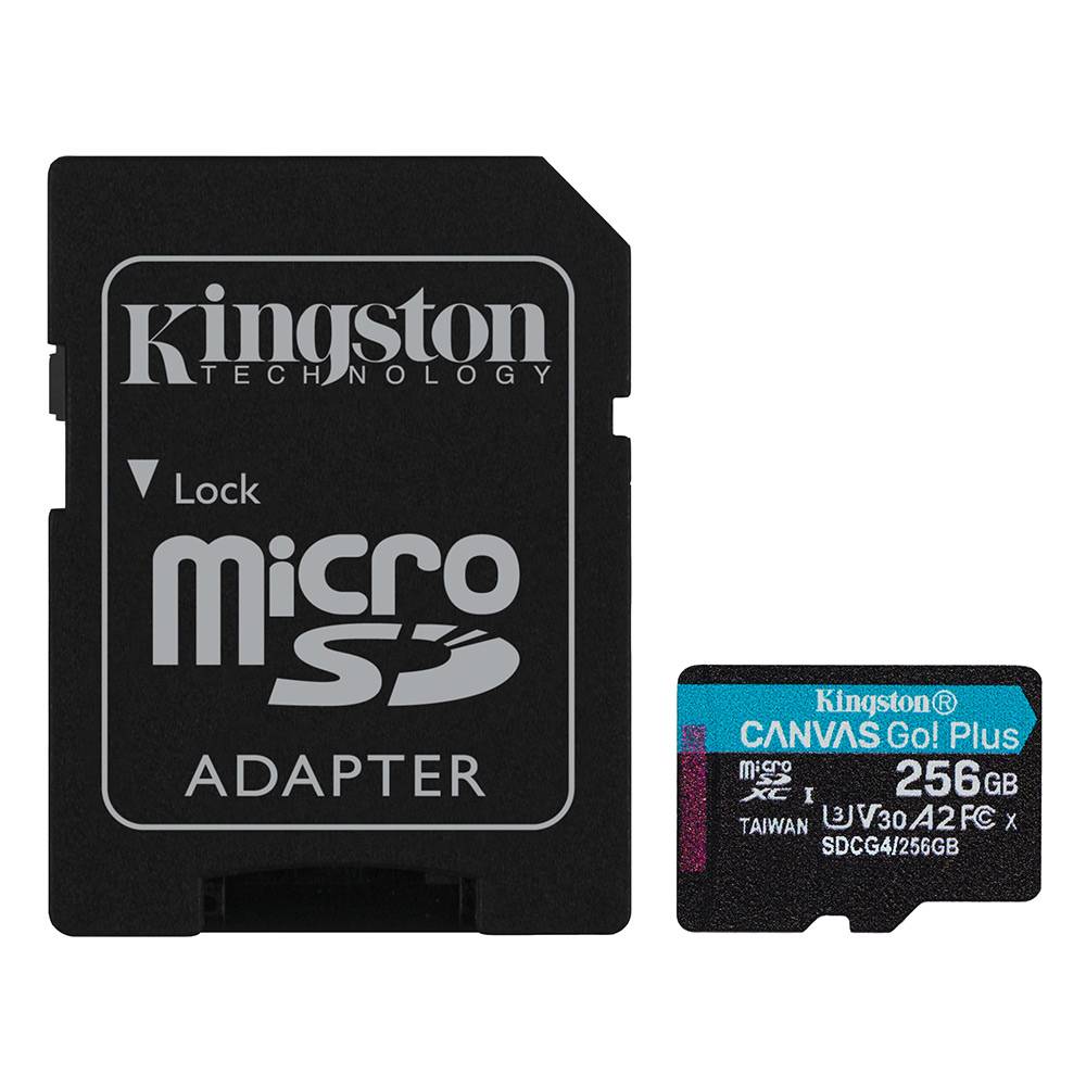 Cartão de Memória Kingston CANVAS Go! Plus 256GB microSD XC com Adaptador/ Classe 10/ 200MBs