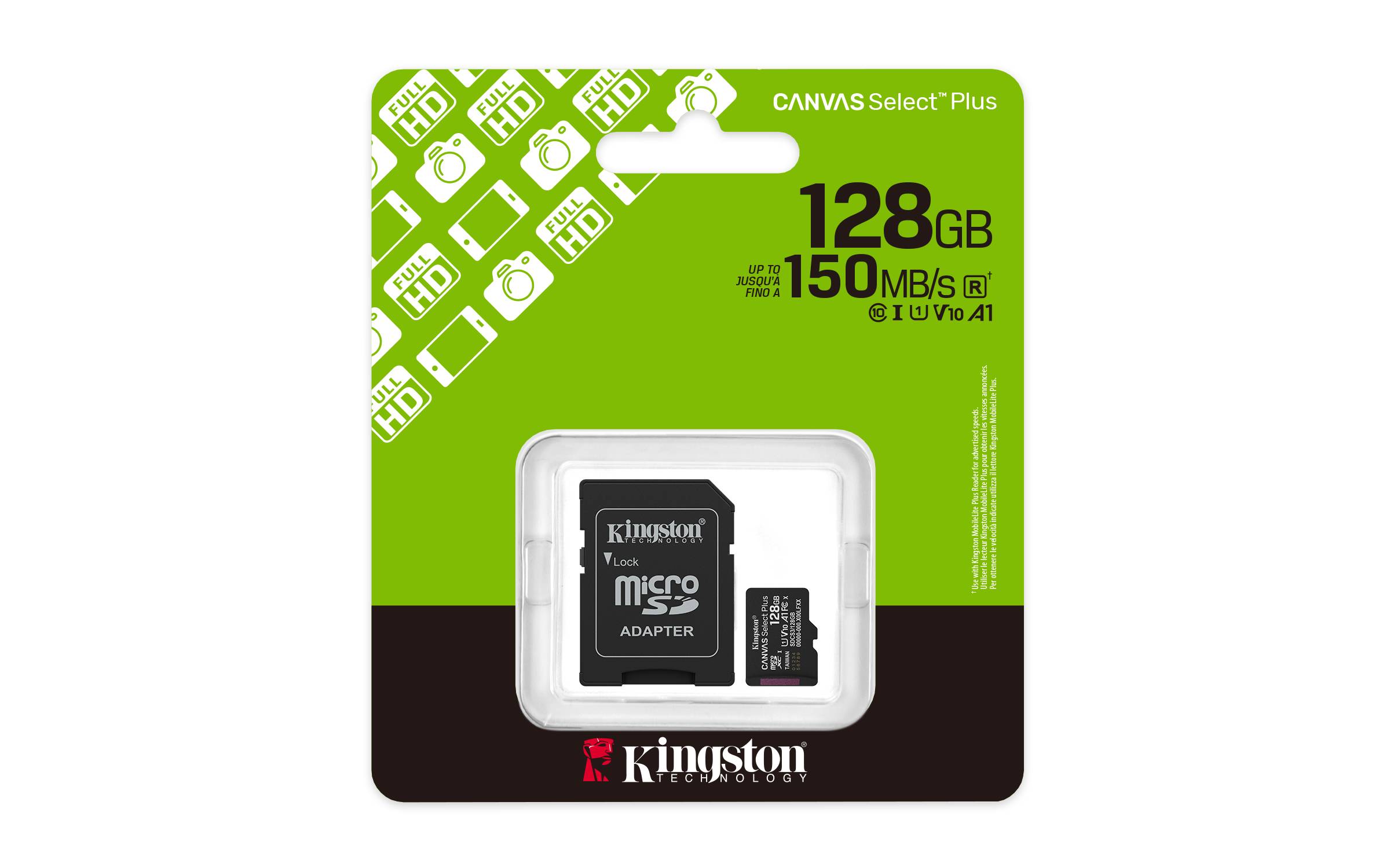 Cartão de Memória Kingston CANVAS Select Plus 128GB microSD XC com Adaptador/ Classe 10/ 150MBs - Imagem 5