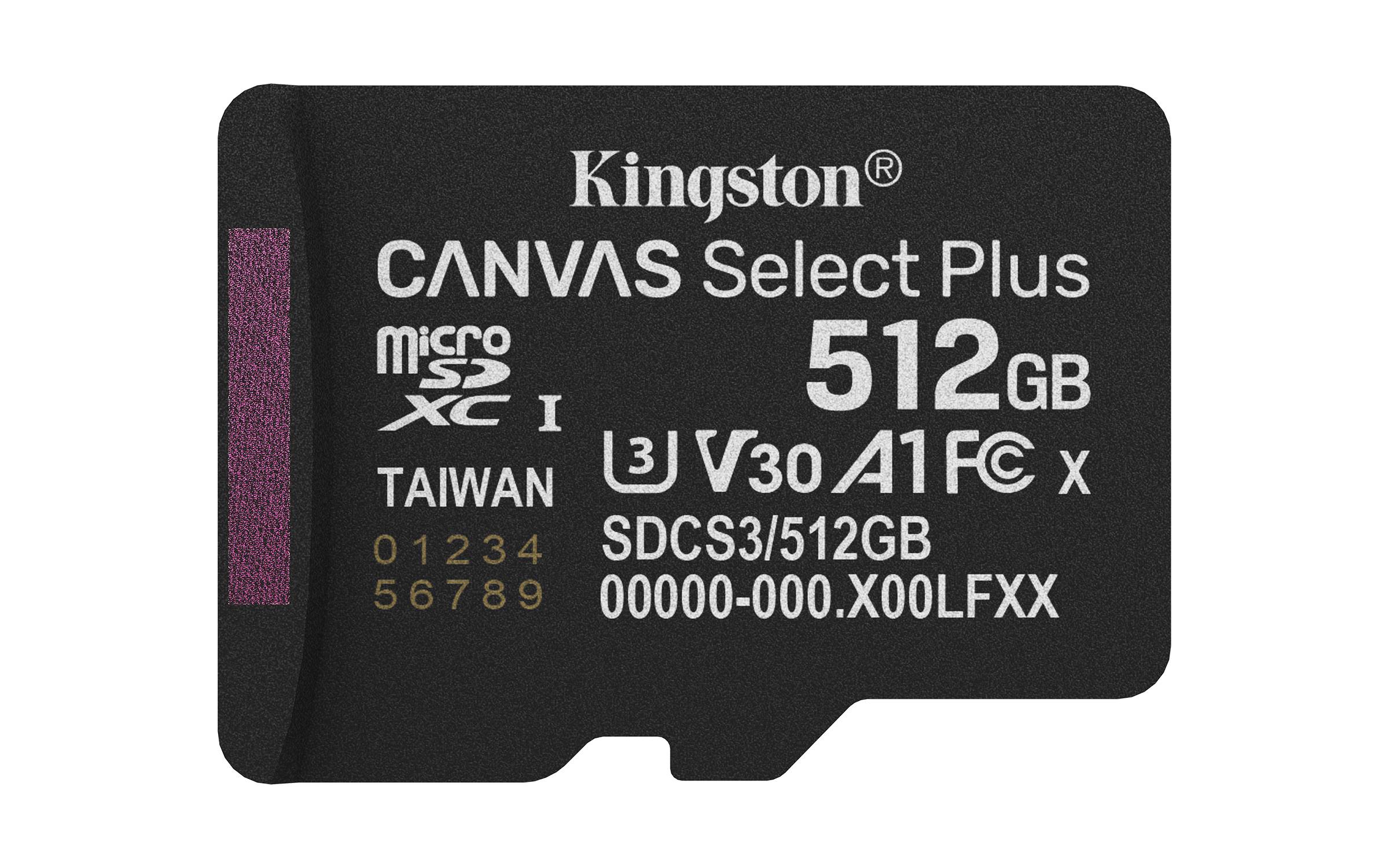 Cartão de Memória Kingston CANVAS Select Plus 512GB microSD XC com Adaptador/ Classe 10/ 150MBs - Imagem 3