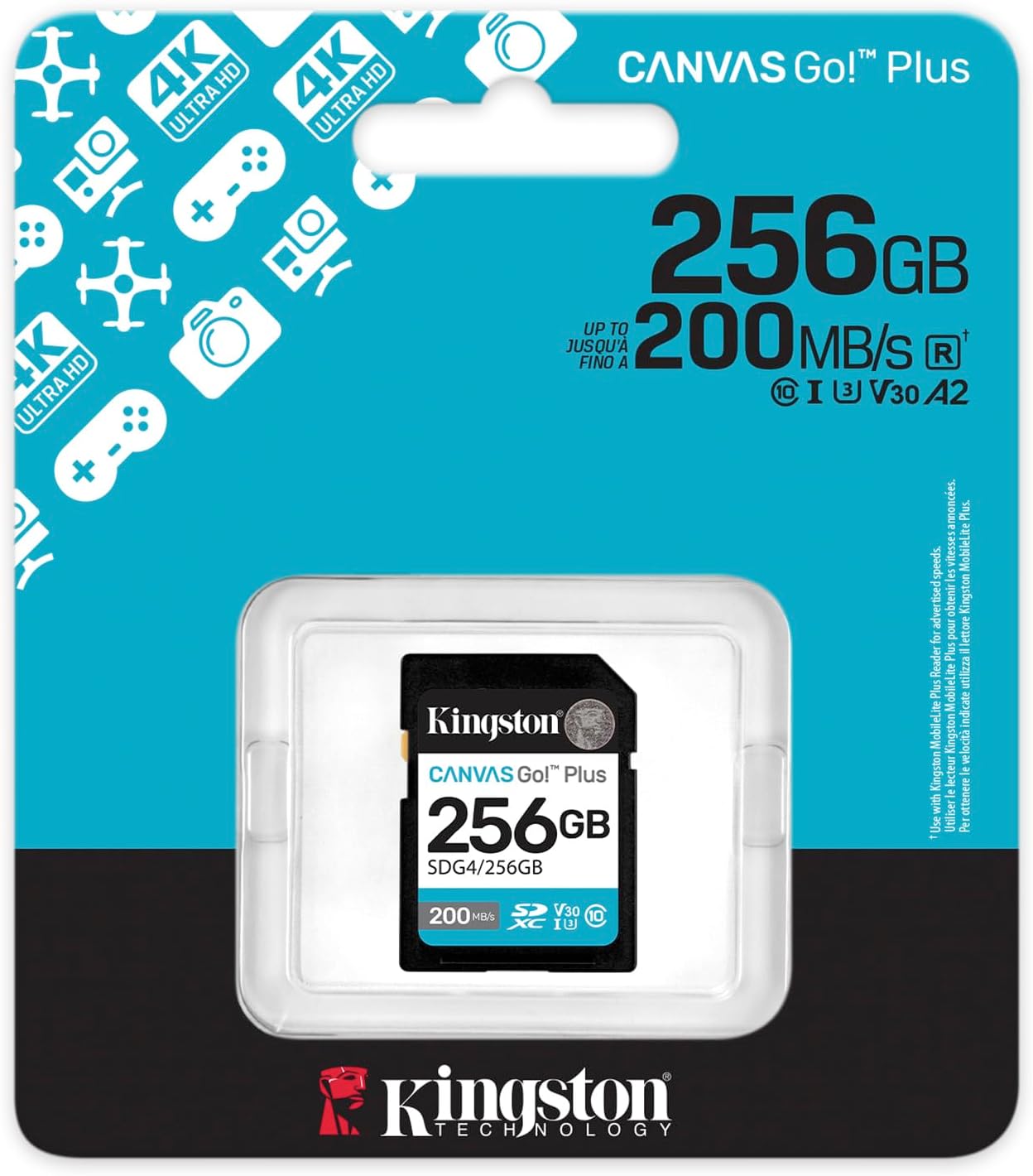 Cartão de Memória Kingston CANVAS Go! Plus 256GB SD XC/ Classe 10/ 200MBs - Imagem 3
