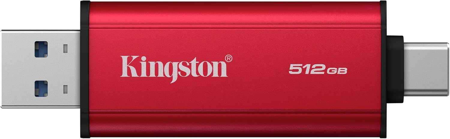 Disco Externo SSD Kingston Dual Portable SSD 512GB/ USB Tipo-C e USB 3.2/ Vermelho - Imagem 2
