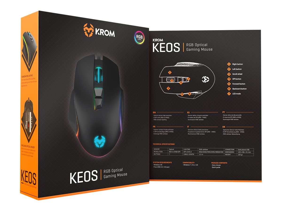 Rato Gaming Krom Keos/ Até 6400 DPI
