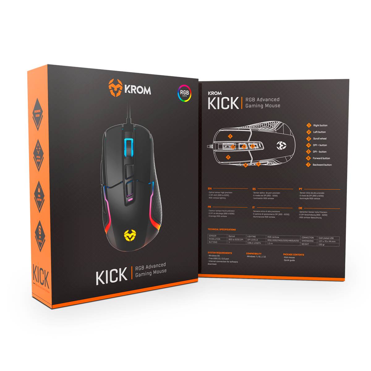 Rato Gaming Krom Kick/ Até 12000 DPI - Imagem 9