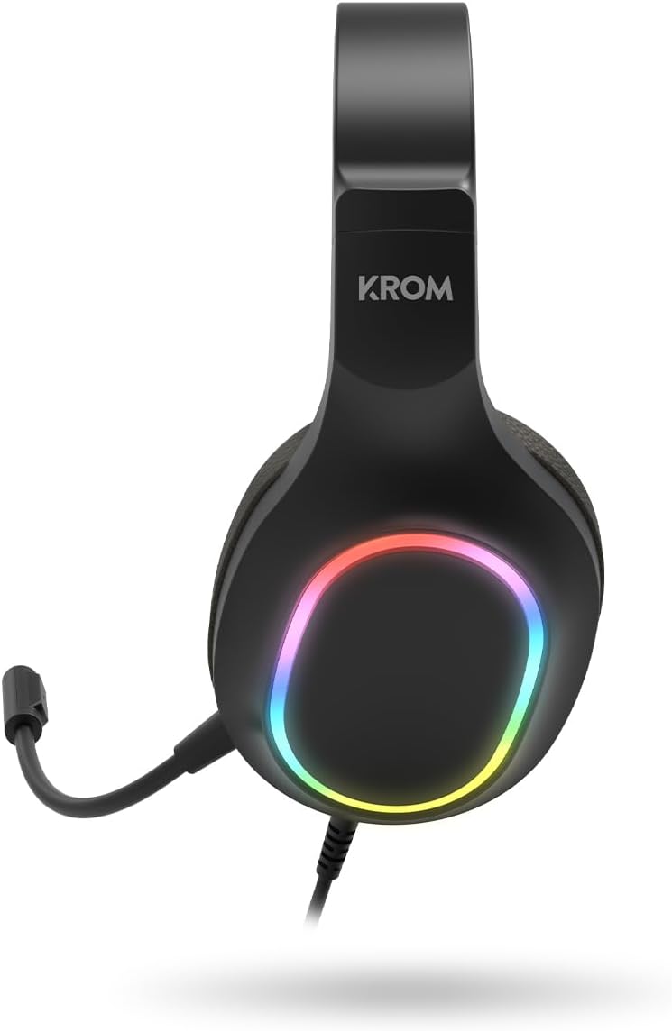 Pack Gaming 4 em 1 KROM Kenta Teclado RGB Rato 7200 DPI Auscultadores 50mm e Tapete XL Preto - Imagem 7