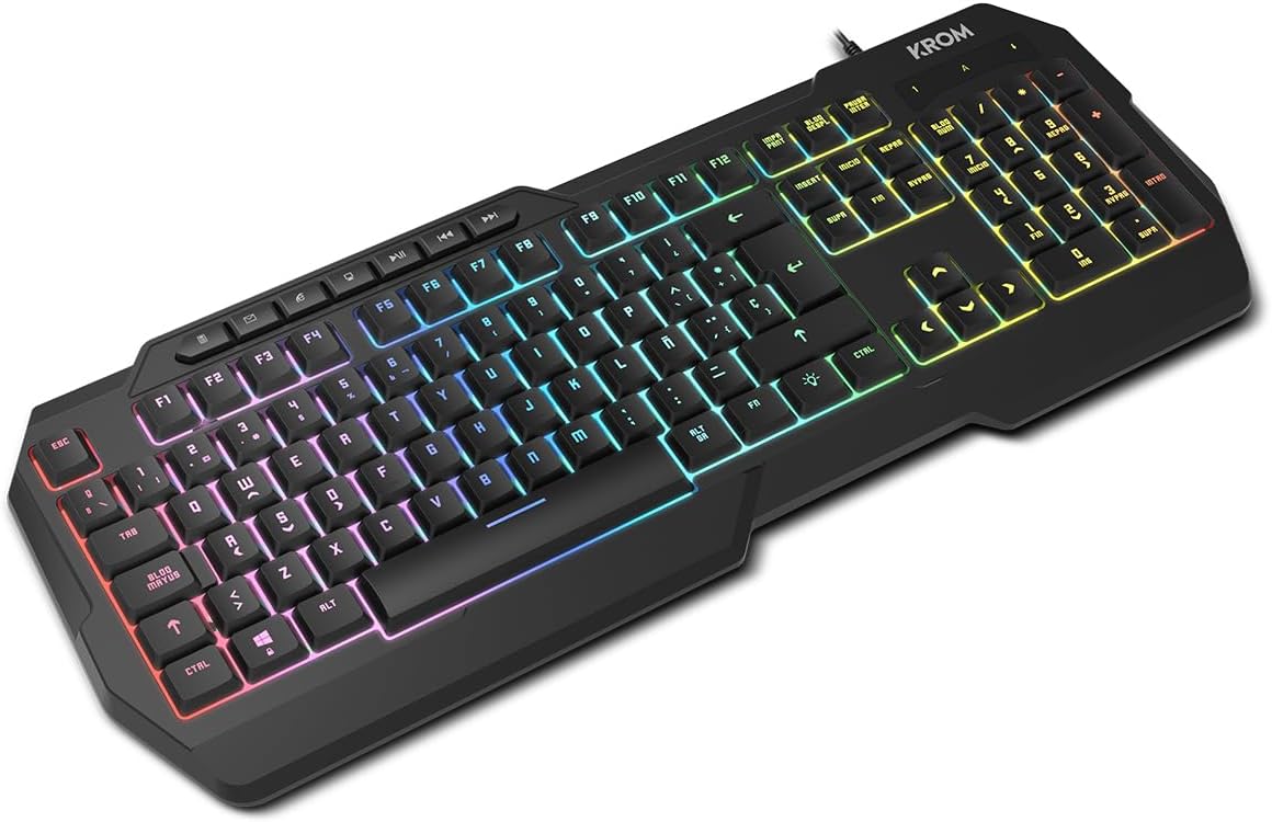 Pack Gaming 4 em 1 KROM Kenta Teclado RGB Rato 7200 DPI Auscultadores 50mm e Tapete XL Preto - Imagem 8