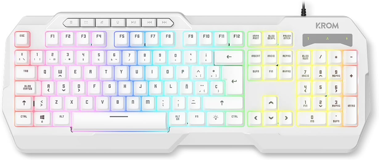 Pack Gaming 4 em 1 Krom Kenta Teclado RGB Rato 7200 DPI Auscultadores 50mm Tapete Branco - Imagem 3