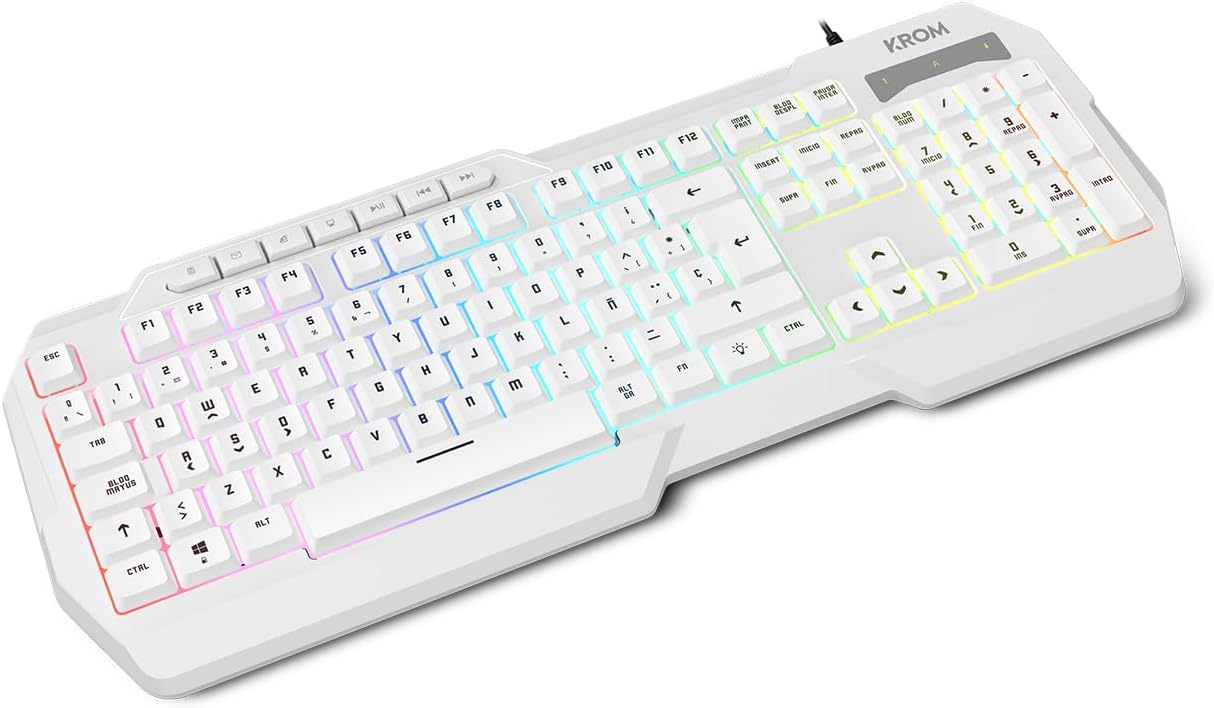 Pack Gaming 4 em 1 Krom Kenta Teclado RGB Rato 7200 DPI Auscultadores 50mm Tapete Branco - Imagem 8