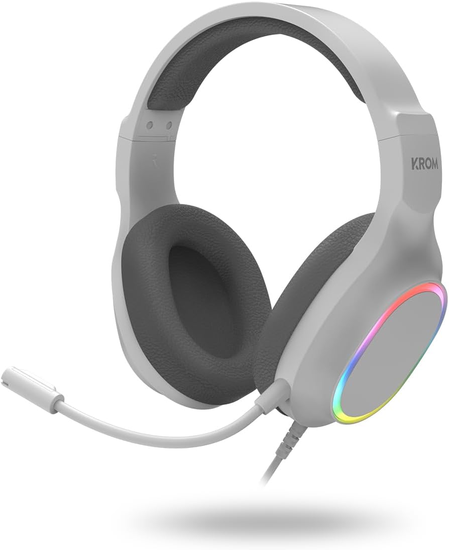 Pack Gaming 4 em 1 Krom Kenta Teclado RGB Rato 7200 DPI Auscultadores 50mm Tapete Branco - Imagem 4