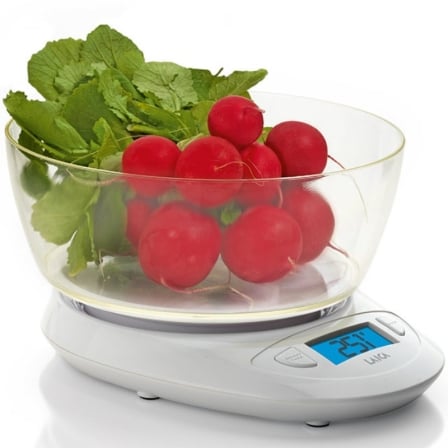 Balança de Cozinha Digital Laica KS1019W com Taça 5kg Precisão 1g LCD Retroiluminado Branco