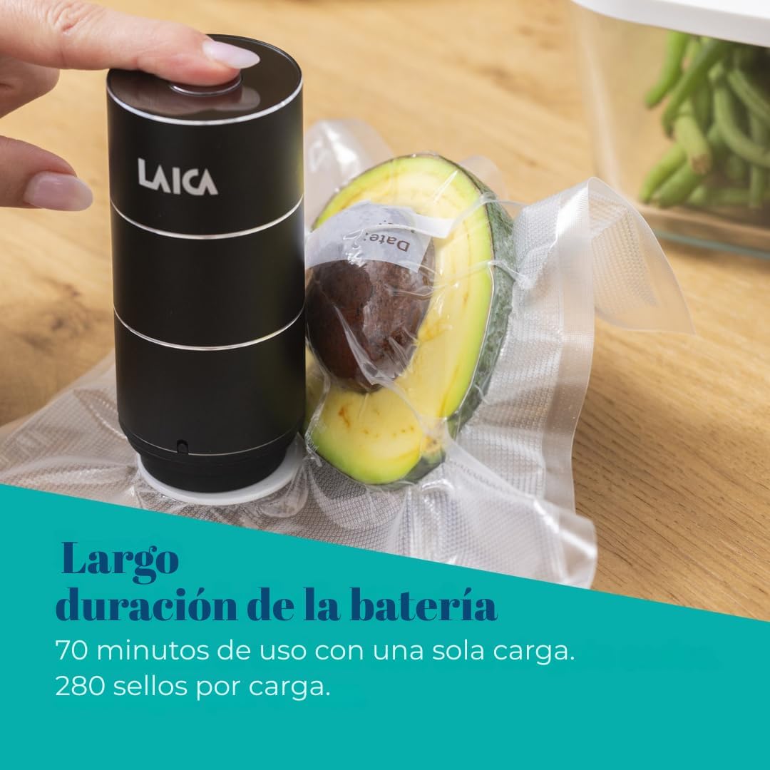 Máquina de Vácuo Portátil LAICA VT34020 Recarregável 2.5W Preto com 10 Sacos Reutilizáveis - Imagem 5