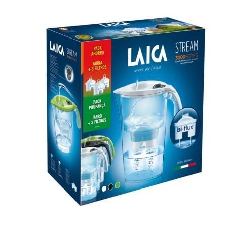 Pack Jarra Filtrante Laica Stream Line/ 2.3L/ Branca/ Jarra + 3 Filtros BI-FLUX - Imagem 3
