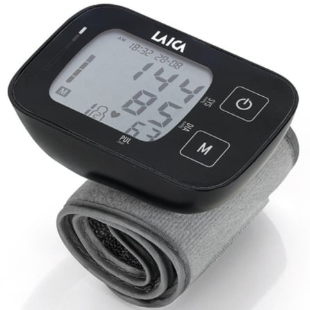 Tensiómetro de Pulso LAICA BM1007 Memória 120 Registos Ecrã LCD 4x4.7cm Deteção Arritmias Preto