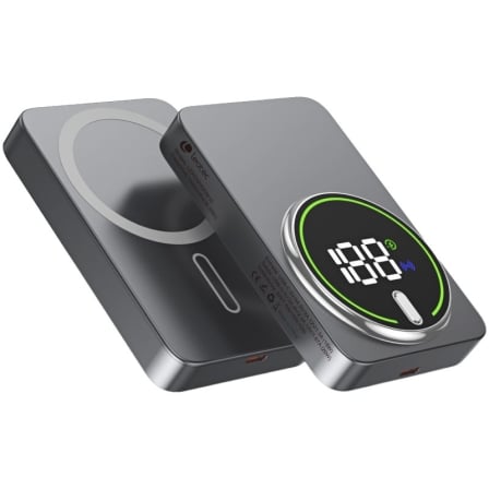 Powerbank LEOTEC LEPOWW20W10G 10000mAh 20W com Carregamento Wireless e Cabo USB-C Cinzento - Imagem 2