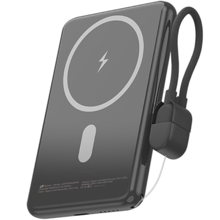 Powerbank Leotec 5000mAh 20W Wireless Preto com Cabo USB-C LEPOWW20W5K - Imagem 3