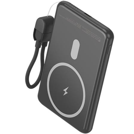 Powerbank Leotec 5000mAh 20W Wireless Preto com Cabo USB-C LEPOWW20W5K - Imagem 4
