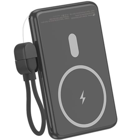 Powerbank Leotec 5000mAh 20W Wireless Preto com Cabo USB-C LEPOWW20W5K - Imagem 2