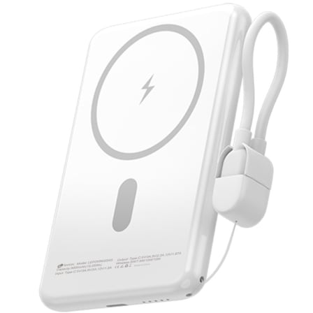 Powerbank Leotec LEPOWW20W5W 5000mAh 20W Carregamento Wireless Branco com Cabo USB-C - Imagem 3