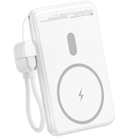 Powerbank Leotec LEPOWW20W5W 5000mAh 20W Carregamento Wireless Branco com Cabo USB-C - Imagem 2