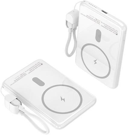 Powerbank Leotec LEPOWW20W5W 5000mAh 20W Carregamento Wireless Branco com Cabo USB-C