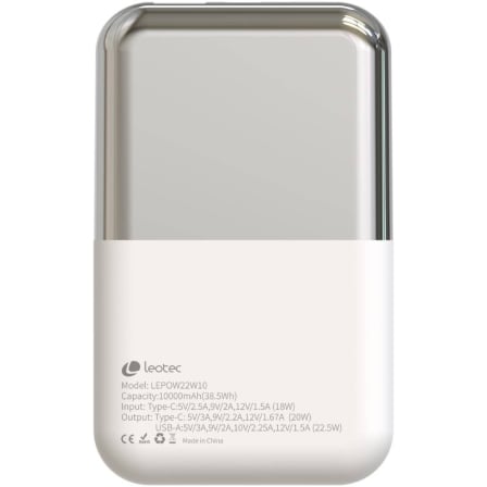 Powerbank Leotec LEPOW22W10WS 10000mAh 22.5W com Cabo USB-C Branco e Prateado - Imagem 3